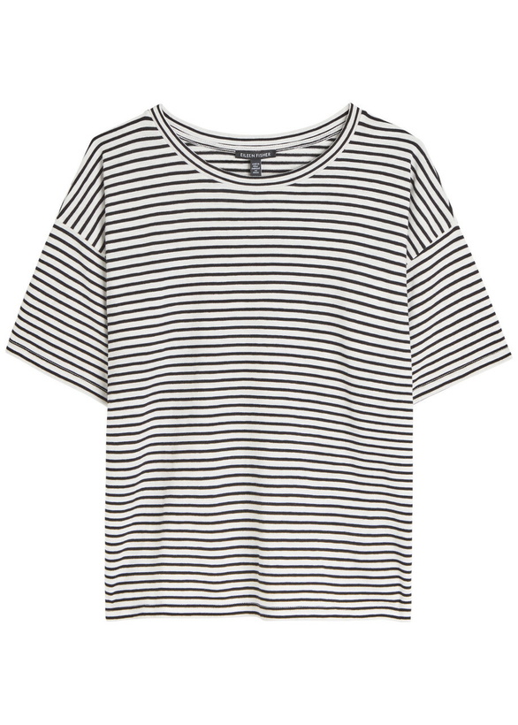 Photo: Eileen Fisher Striped Cotton-knit T-shirt Black And White