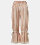 Chloé Lace-trimmed silk pongé cropped pants