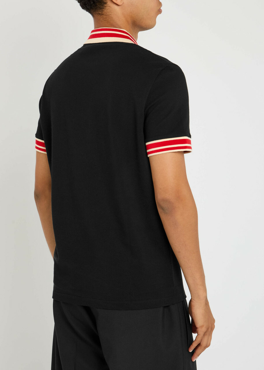 Valentino Garavani Vlogo Piqué Cotton Polo Shirt Black