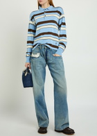JW Anderson Striped Knit Polo Shirt Blue