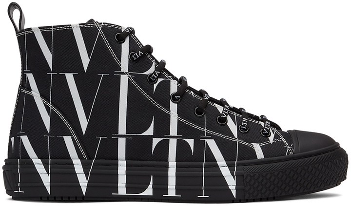 Photo: Valentino Garavani Black & White All Over 'VLTN' High Sneakers