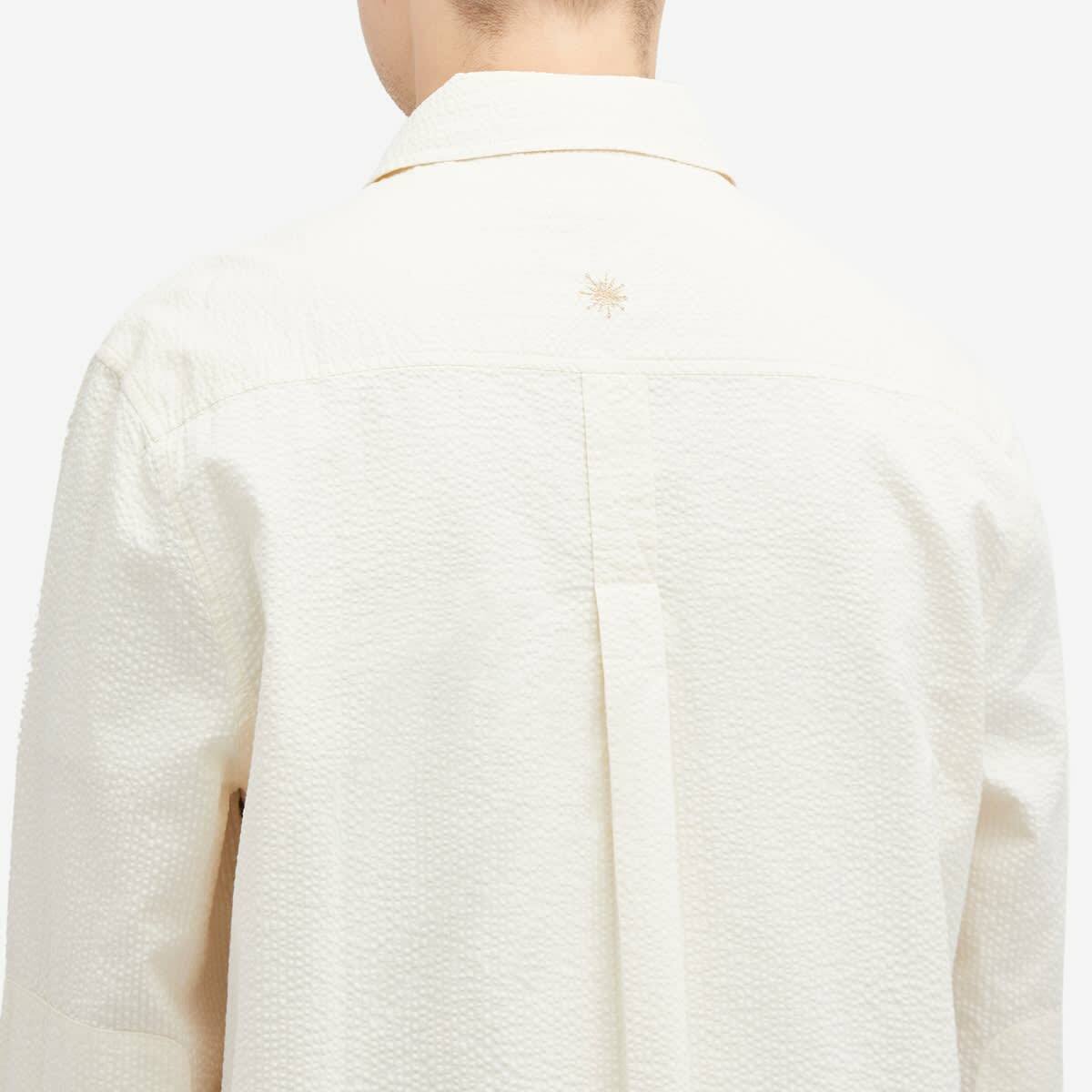 Magic Castles Men's Newell Embroidered Shirt in Ecru Seersucker