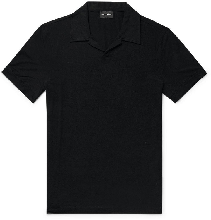 Photo: Giorgio Armani - Slim-Fit Jersey Polo Shirt - Black