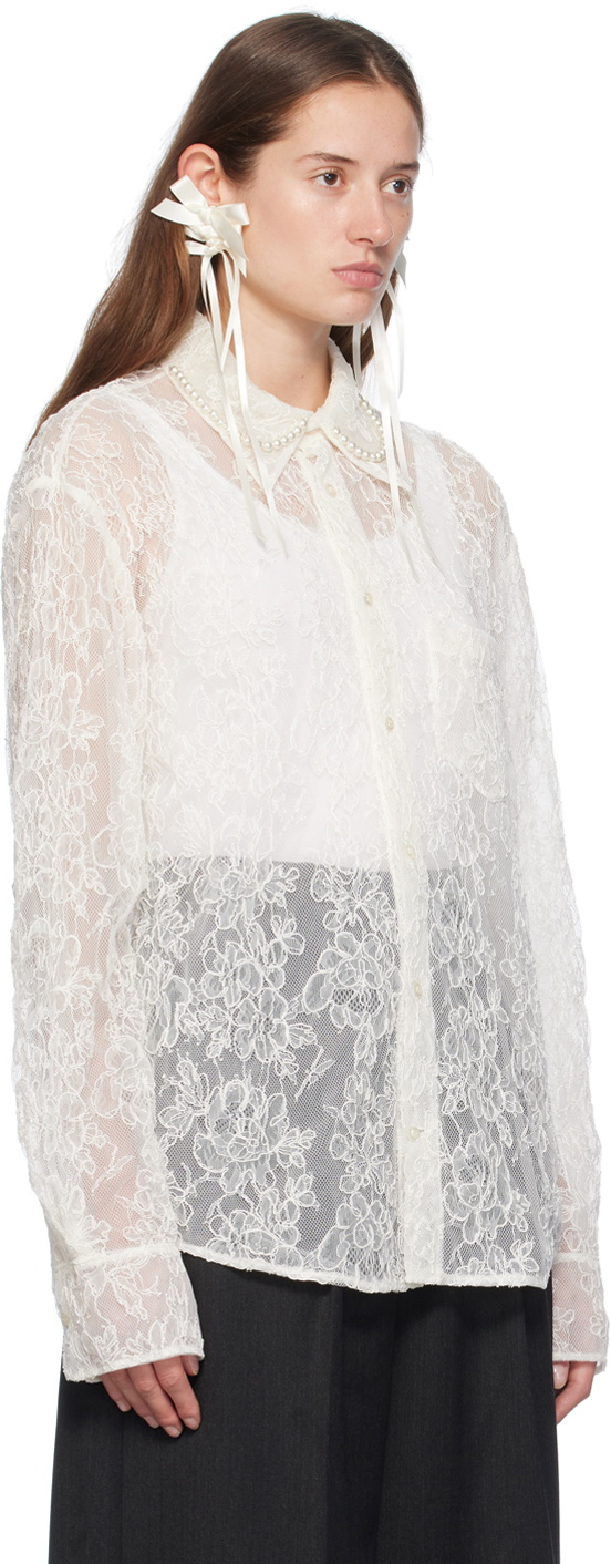 Simone Rocha White Sheer Classic Fit Shirt Simone Rocha
