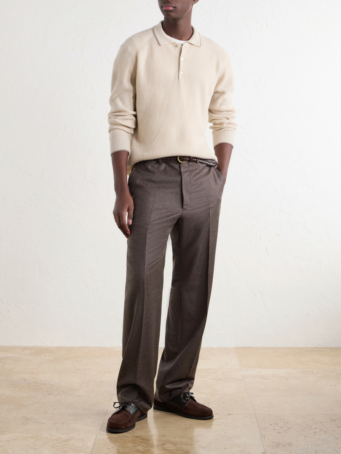 Altea - Ribbed Virgin Wool Polo Shirt - Neutrals
