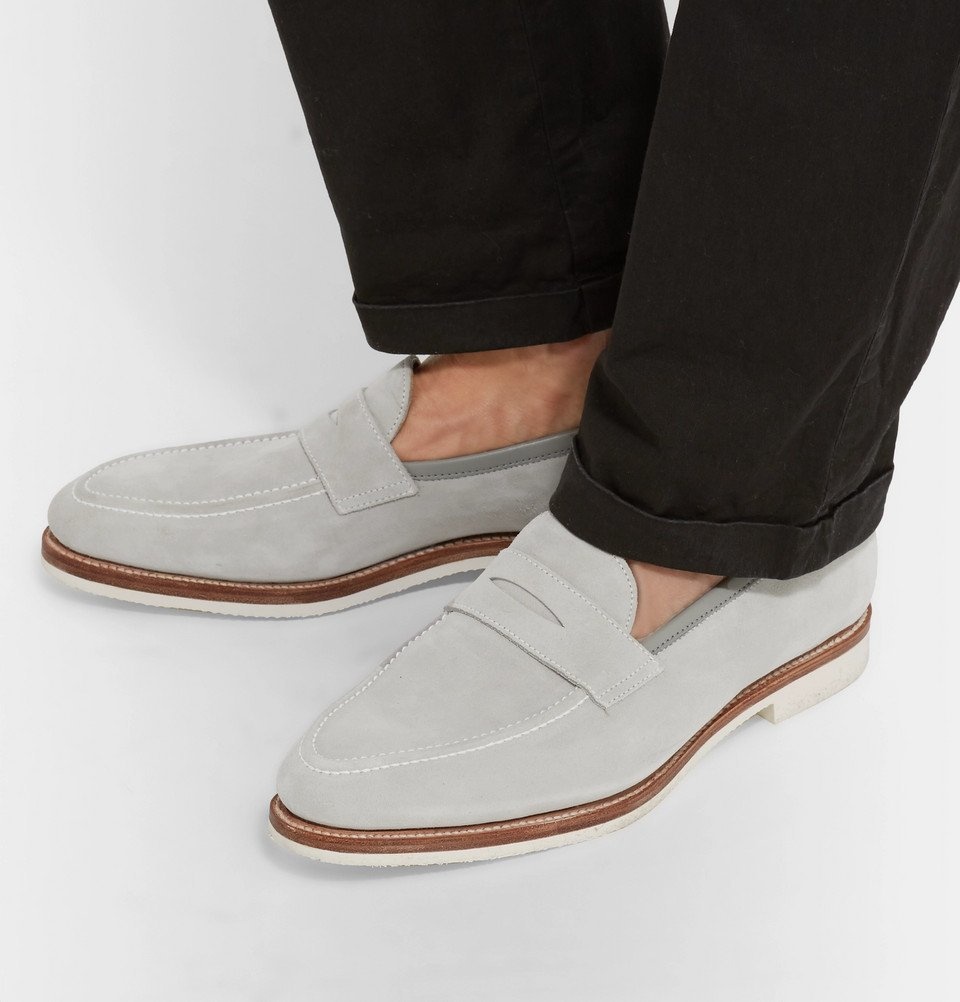 George Cleverley - Capri Suede Penny Loafers - Men - Gray George Cleverley