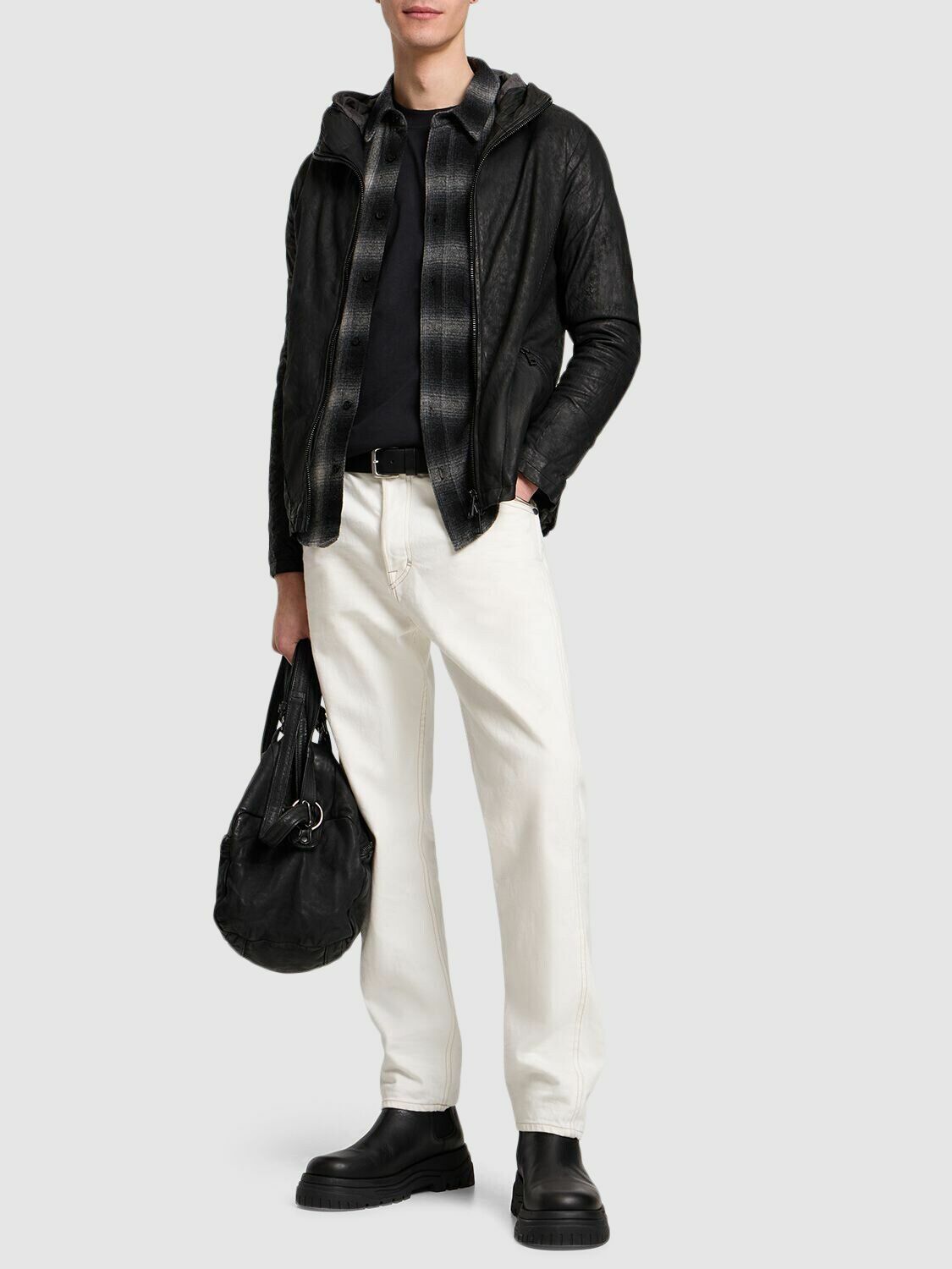 GIORGIO BRATO - Brushed Leather Hooded Jacket Giorgio Brato