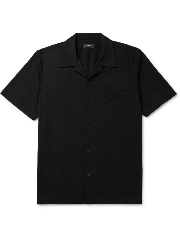 Photo: THEORY - Noll Camp-Collar Cotton-Blend Shirt - Black - M