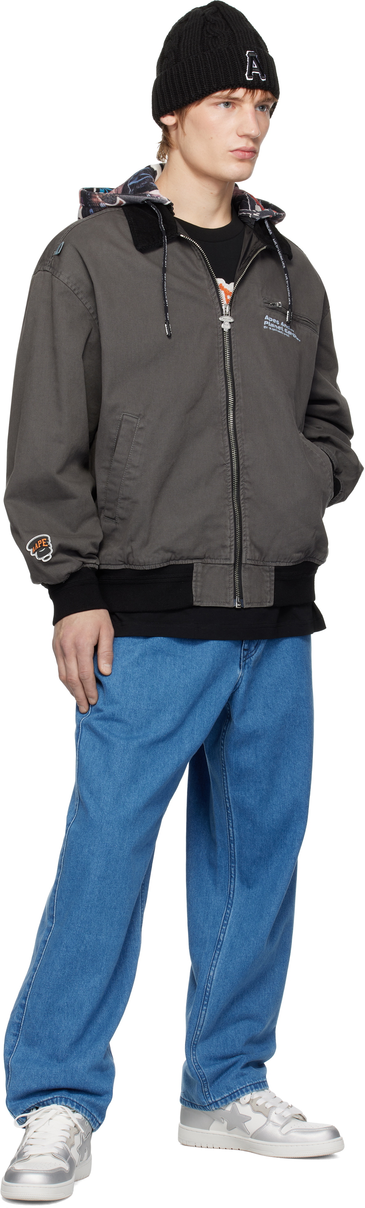 AAPE by A Bathing Ape Gray 'AAPE' Hoodie Jacket AAPE by A Bathing Ape