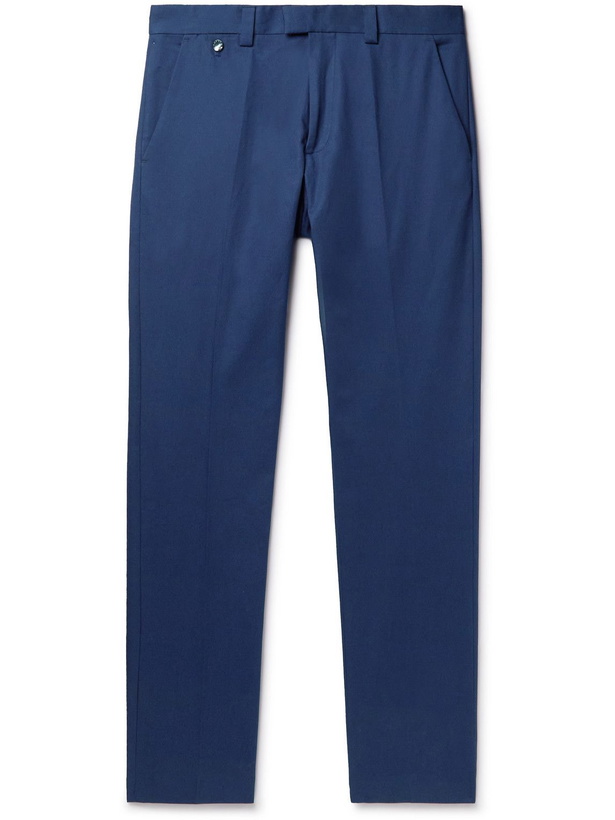 Photo: Agnona - Slim-Fit Cotton-Gabardine Trousers - Blue