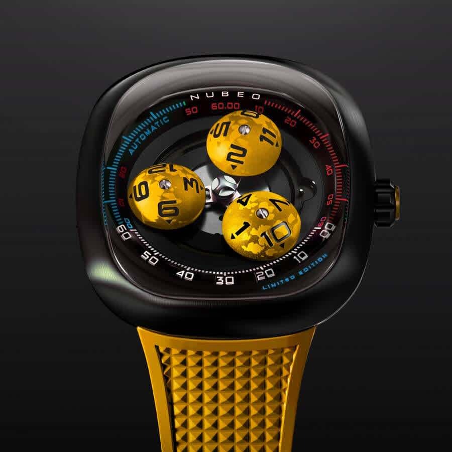 Nubeo Tri-Star Orbit Yellow Dial Mens Watch NB-6116-06