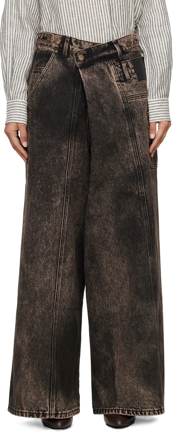 Feng Chen Wang Brown Wrap Front Jeans