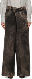 Feng Chen Wang Brown Wrap Front Jeans