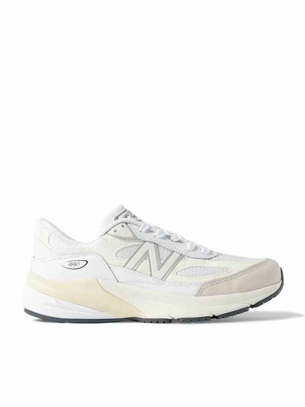 Photo: New Balance - 990 V6 Leather-Trimmed Suede and Mesh Sneakers - White