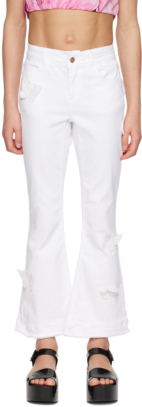 Miss Blumarine Kids White Appliqué Jeans