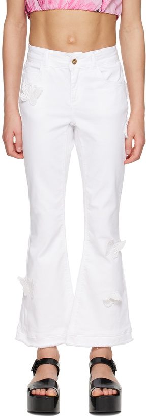 Photo: Miss Blumarine Kids White Appliqué Jeans