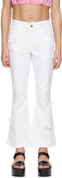 Miss Blumarine Kids White Appliqué Jeans
