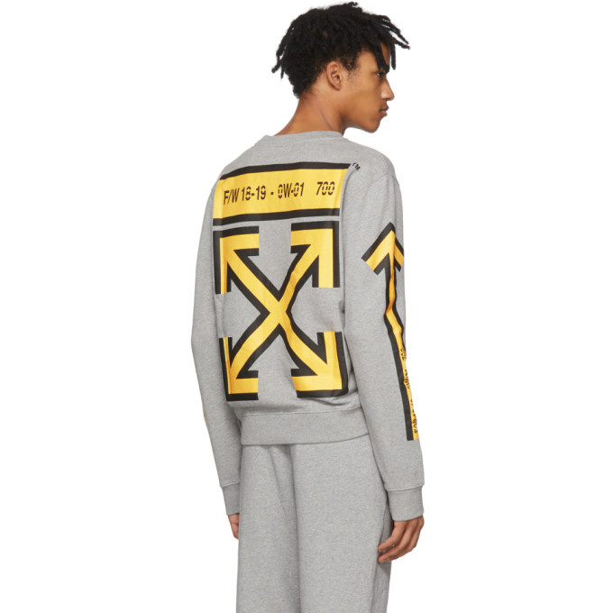 Off White Grey and Yellow Arrows Sweatshirt Off White