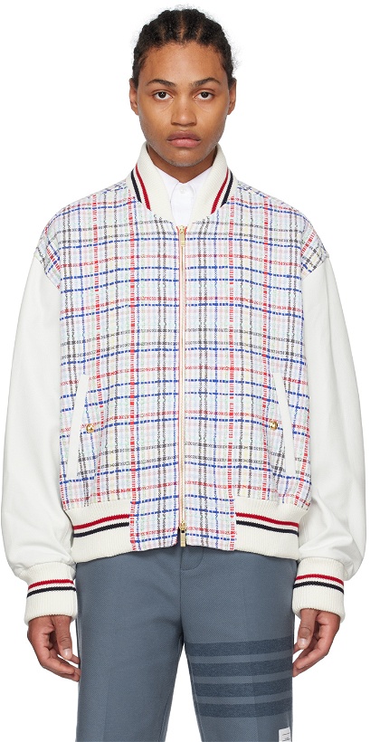 Photo: Thom Browne Multicolor Micro Gingham Bomber Jacket