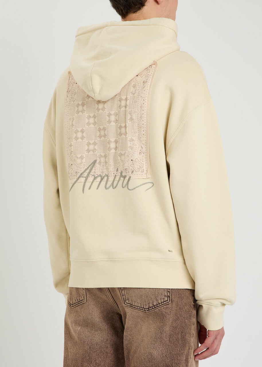 Amiri Ma Quad Checkerboard Logo-embroidered Hooded Cotton Sweatshirt Off White