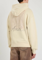 Amiri Ma Quad Checkerboard Logo-embroidered Hooded Cotton Sweatshirt Off White