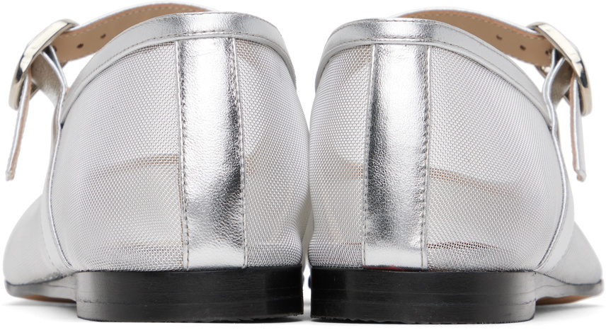 Le Monde Beryl Silver Mesh Mary Jane Ballerina Flats