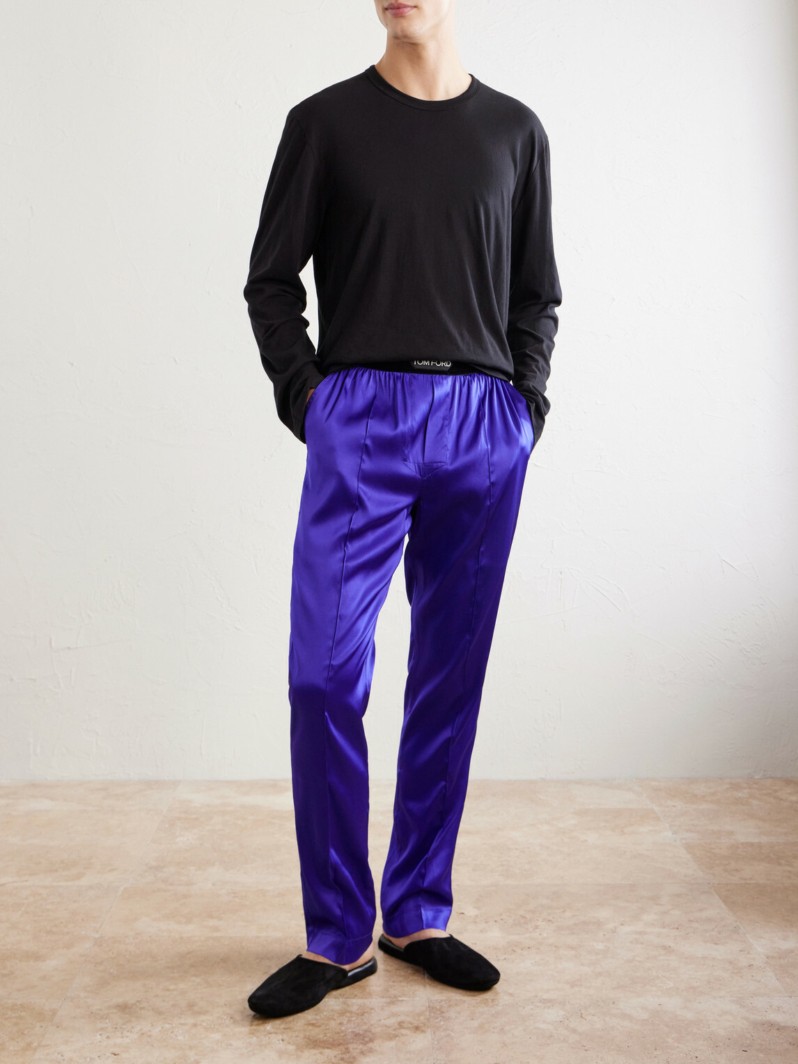 TOM FORD - Silk-Blend Satin Pyjama Trousers - Purple
