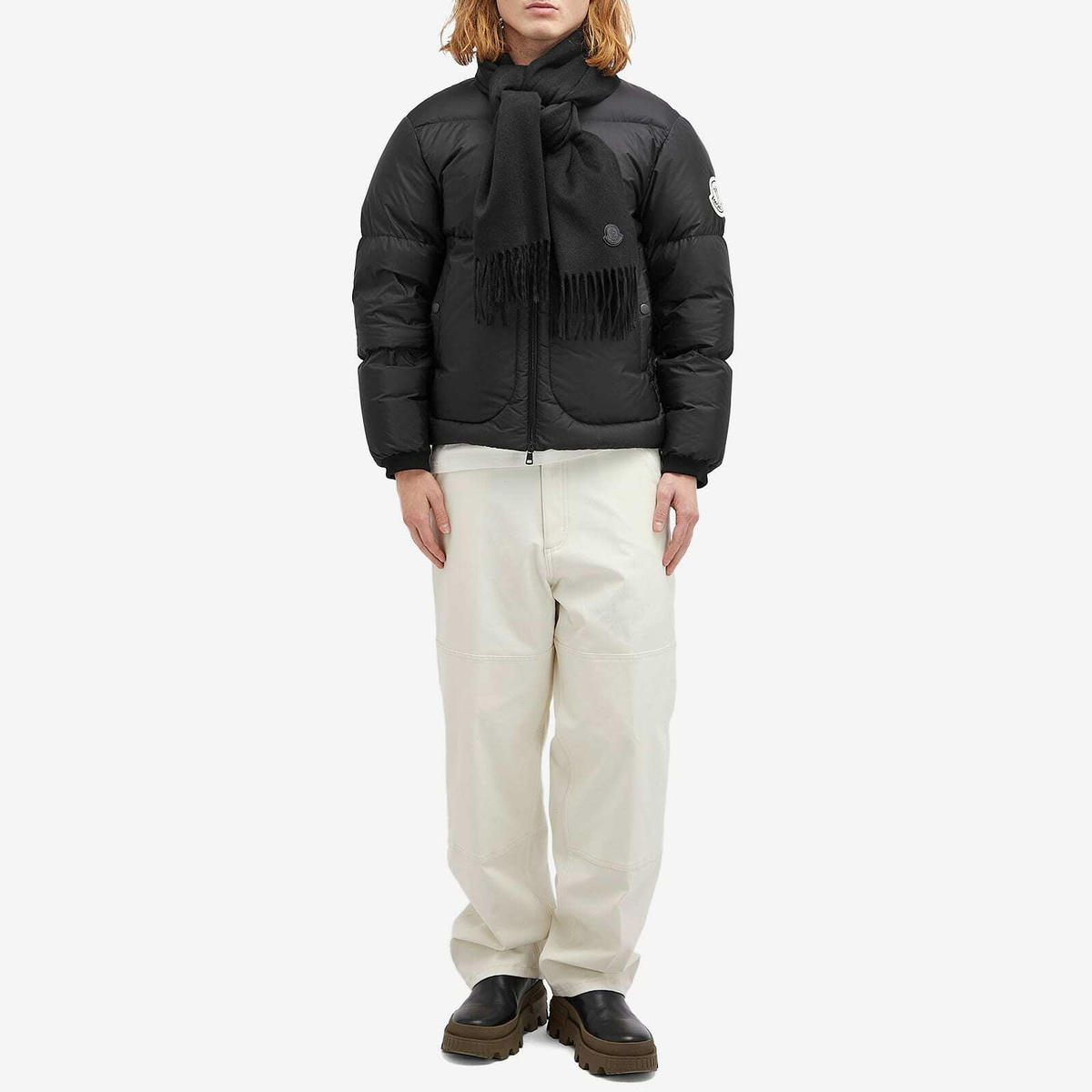 Moncler Men's Cashmere Scarf in Black 