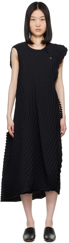 Photo: ISSEY MIYAKE Black Resonant Pleats Maxi Dress