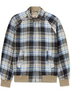 BARACUTA - G9 Checked Linen and Lyocell-Blend Harrington Jacket - Black