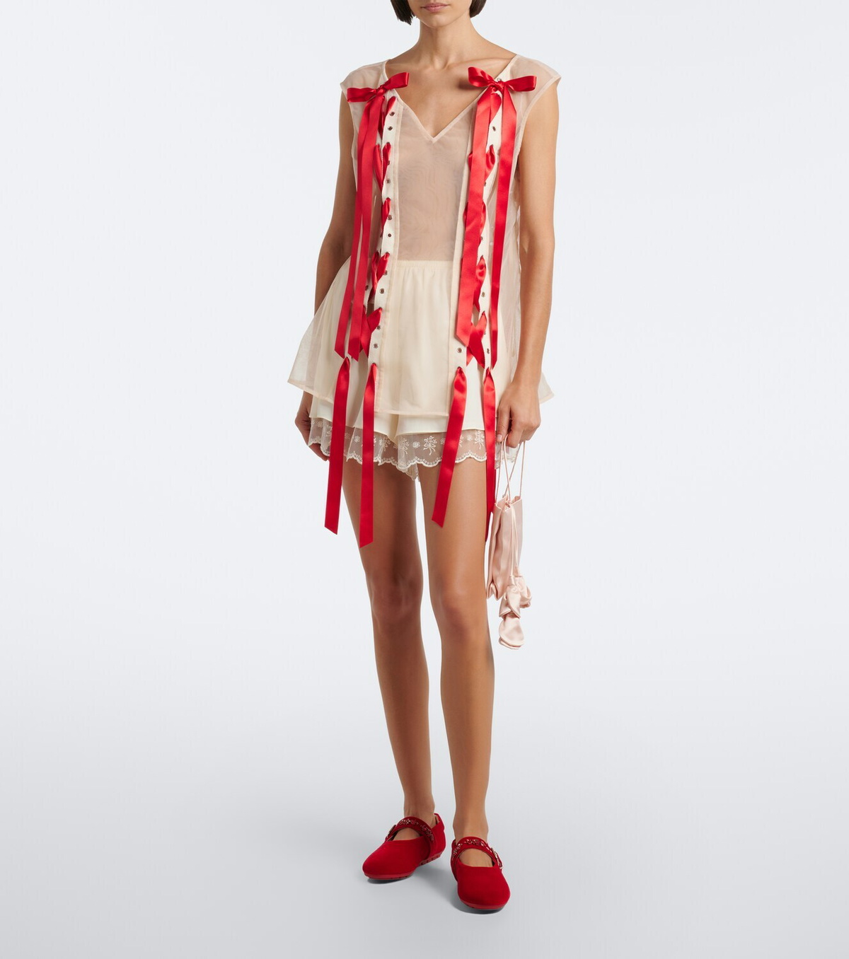 Simone Rocha Embellished velvet Mary Jane flats