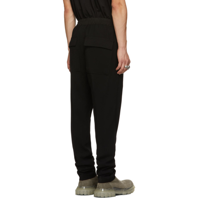 Rick Owens Black Drawstring Long Astaire Trousers Rick Owens