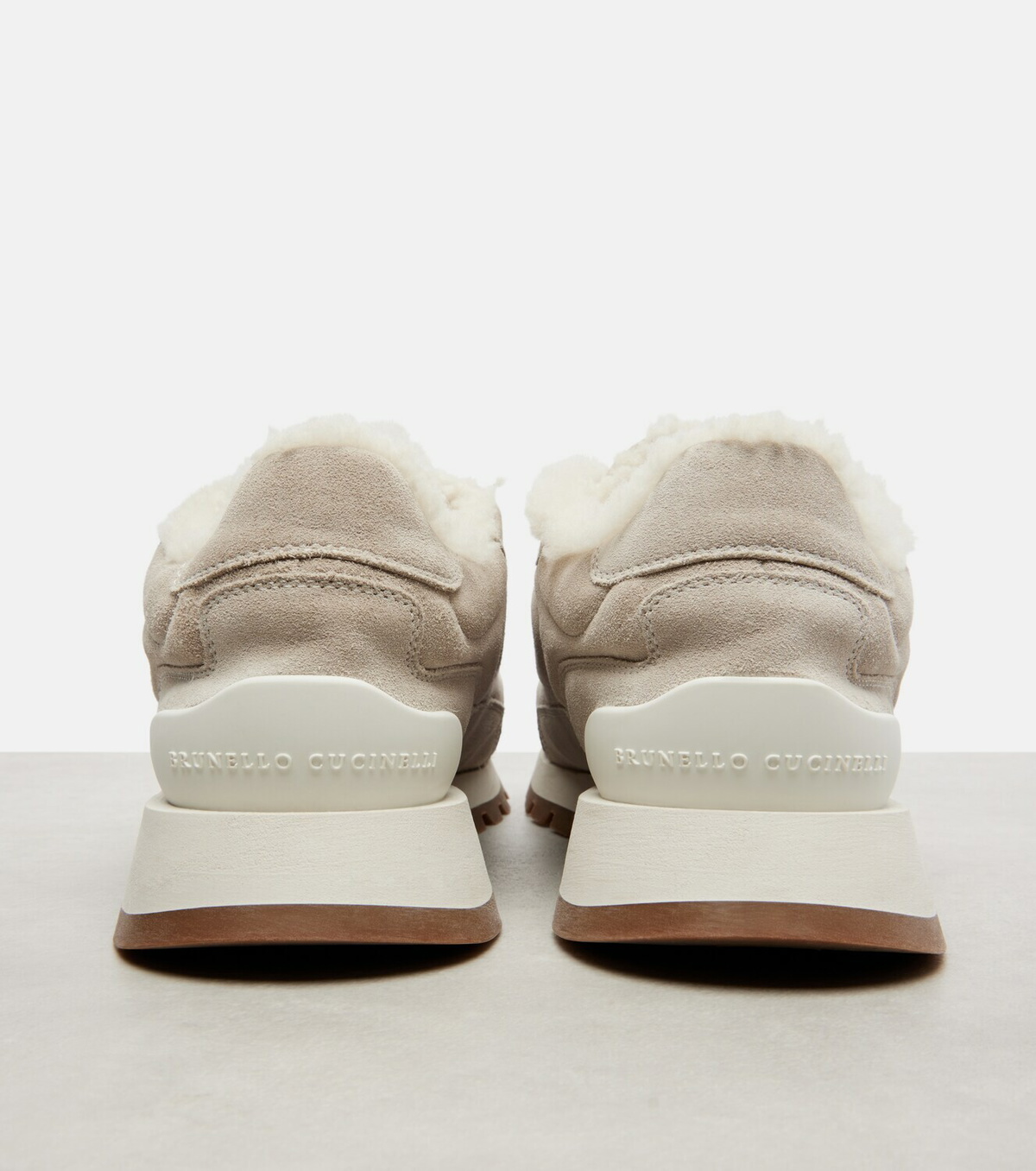 Brunello Cucinelli Shearling-lined suede low-top sneakers