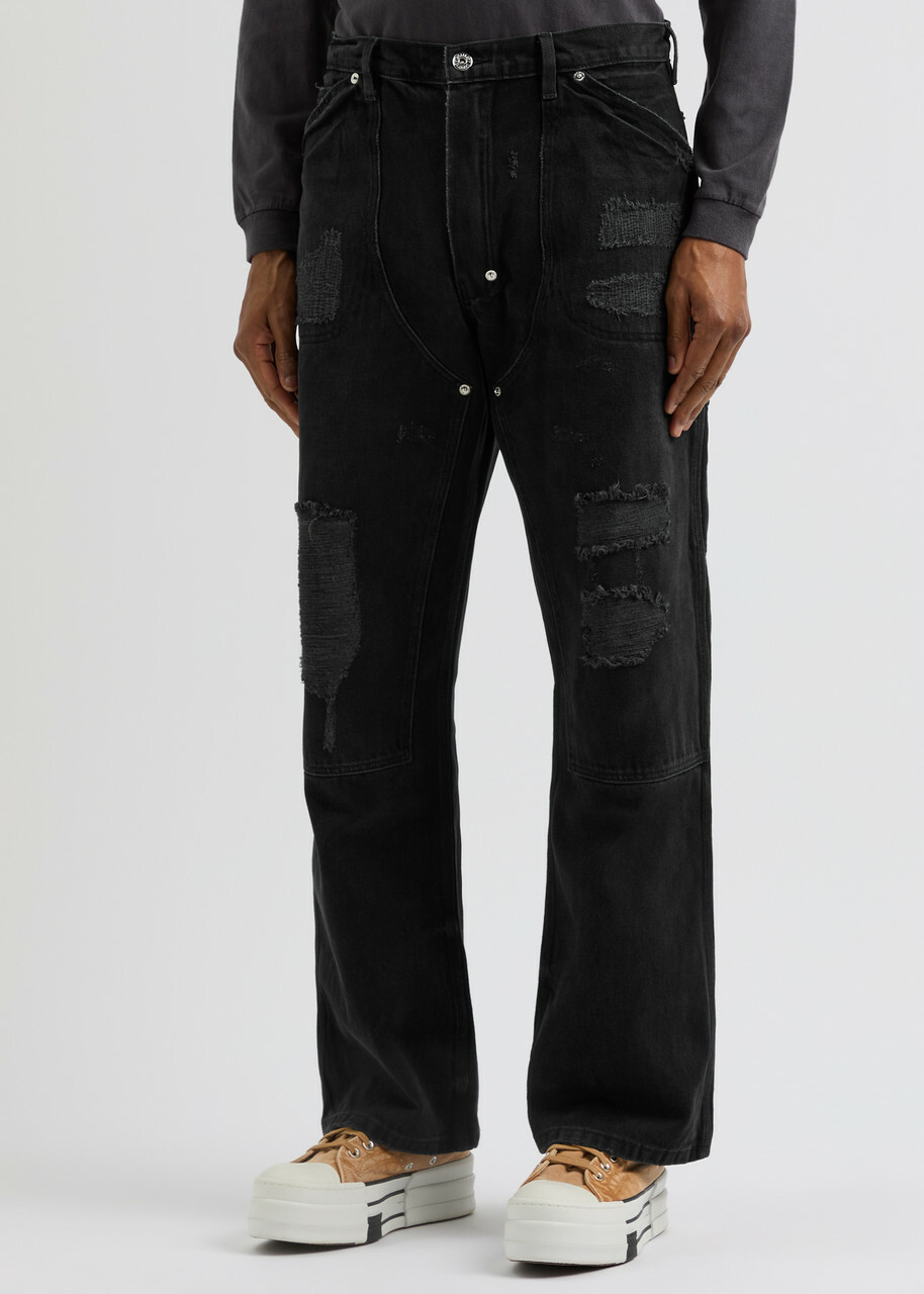 Gallery Dept. Branko Distressed Straight-leg Jeans Black