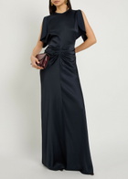 Victoria Beckham Isabella Gathered Satin Maxi Dress Navy