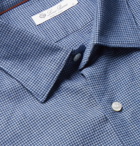 Loro Piana - Slim-Fit Puppytooth Cotton and Virgin Wool-Blend Shirt - Blue