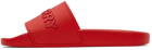 Burberry Red Embossed Logo Slides
