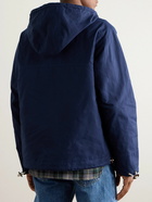 Drake's - Surf Waxed-Cotton Half-Zip Hooded Jacket - Blue