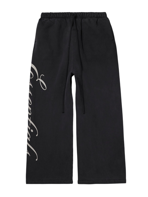 Photo: FEAR OF GOD ESSENTIALS - Logo-Print Cotton-Jersey Sweatpants - Black