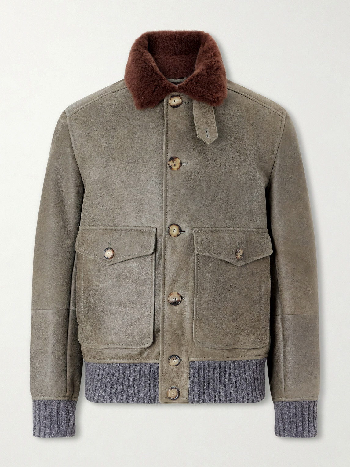 Brunello Cucinelli - Shearling Bomber Jacket - Green