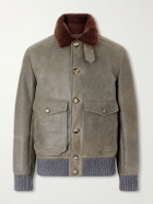 Brunello Cucinelli - Shearling Bomber Jacket - Green