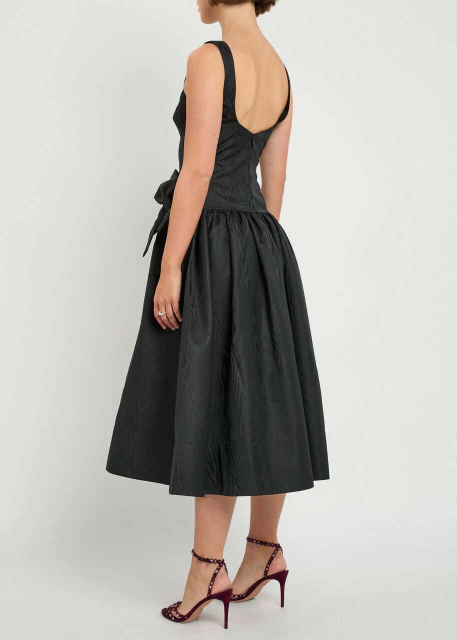 Rebecca Vallance Narcissa Jacquard Taffeta Midi Dress Black
