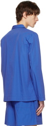 Tekla Blue Buttoned Pyjama Shirt