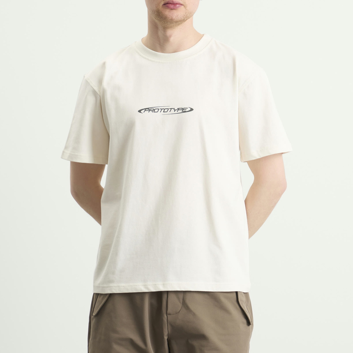 KA_YO_Prototype Men's Boxy Logo T-Shirt in Off White