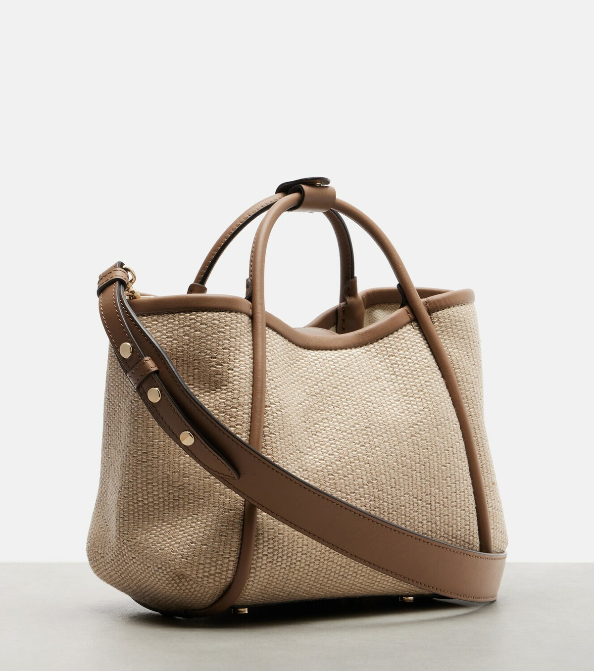 Max Mara Marin Small leather-trimmed top-handle bag