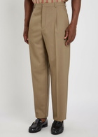 Saint Laurent Belted Wool and Mohair-blend Trousers Beige