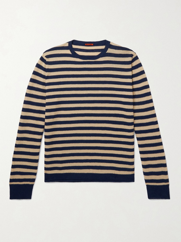 Photo: BARENA - Striped Linen and Cotton-Blend Sweater - Blue