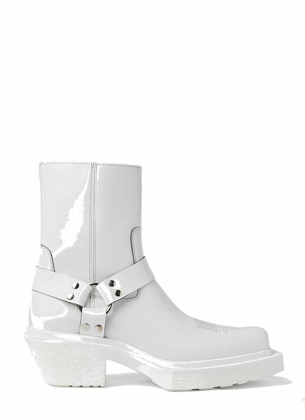 Photo: VTMNTS - Cowboy Harness Ankle Boots in White