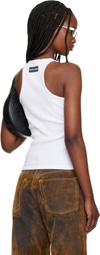 Marine Serre White Moon Logo Ribbed Jersey Tank Top