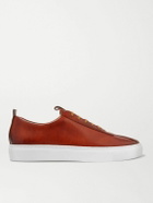 Grenson - Hand-Painted Leather Sneakers - Brown